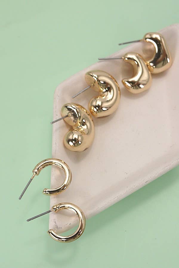 HOOP HUGGIE TRIO EARRINGS