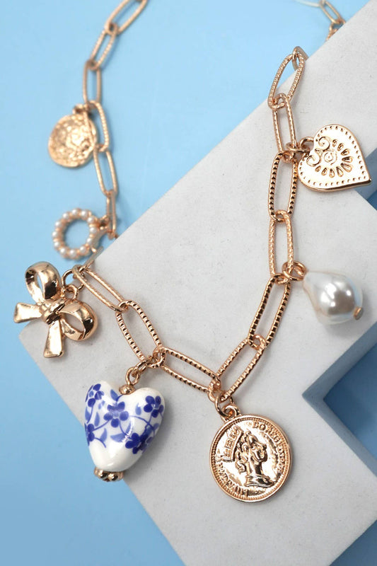 Porcelain Heart Necklace- Anti- Tarnish