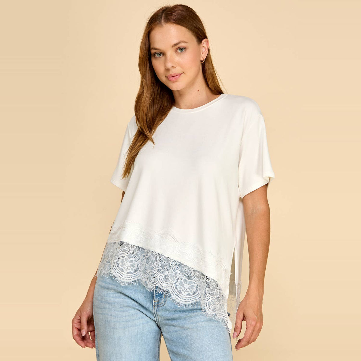 Lace Trim Top- White