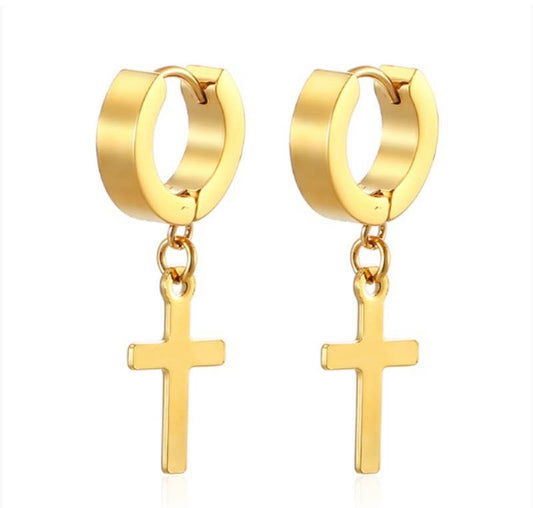 18K Dipped Cross Earrings