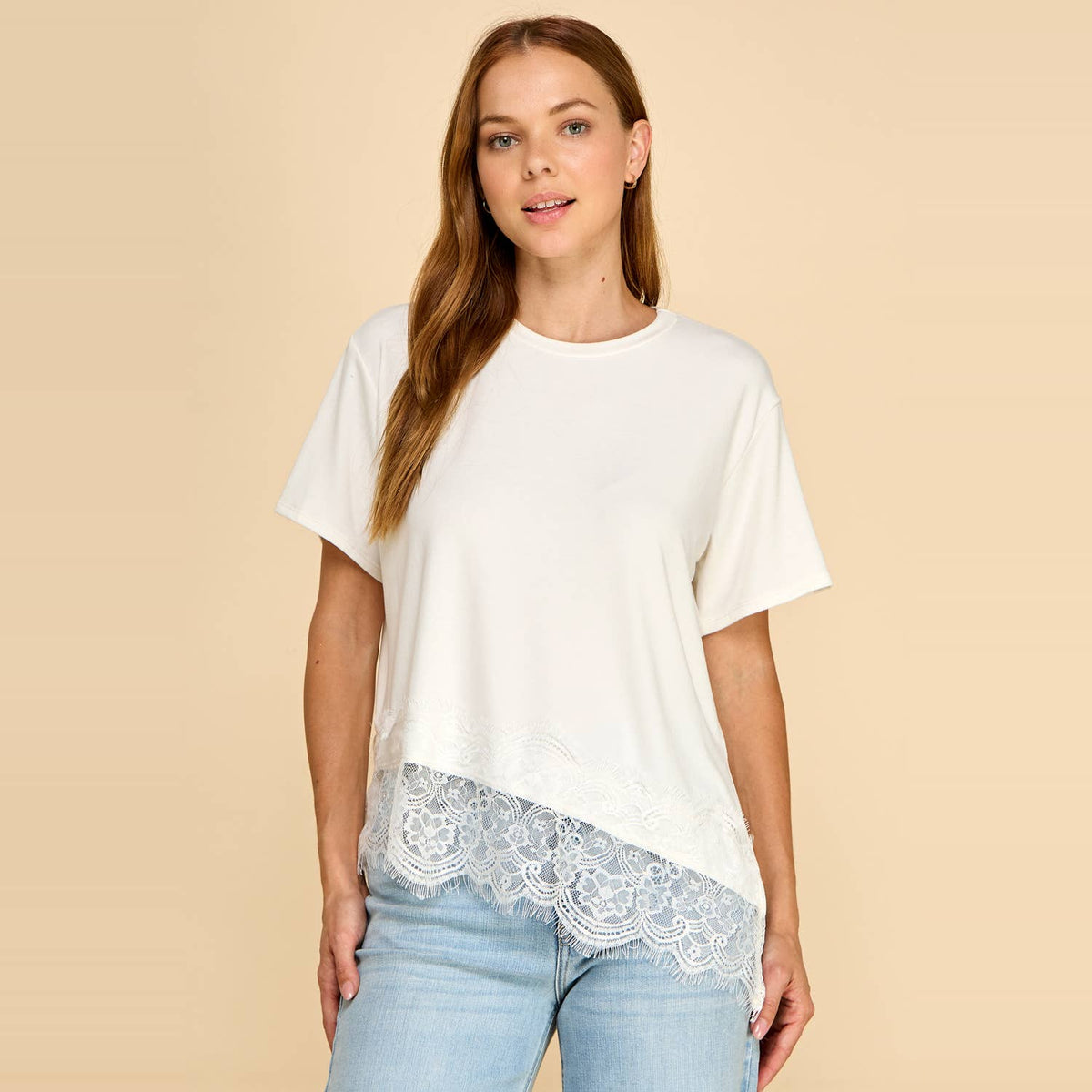 Lace Trim Top- White