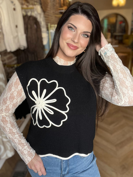 Blooming Fall Top- Black