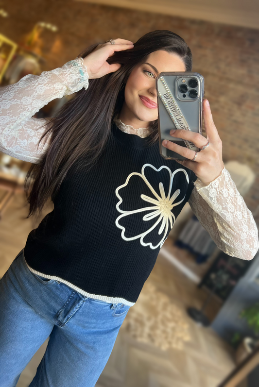 Blooming Fall Top- Black