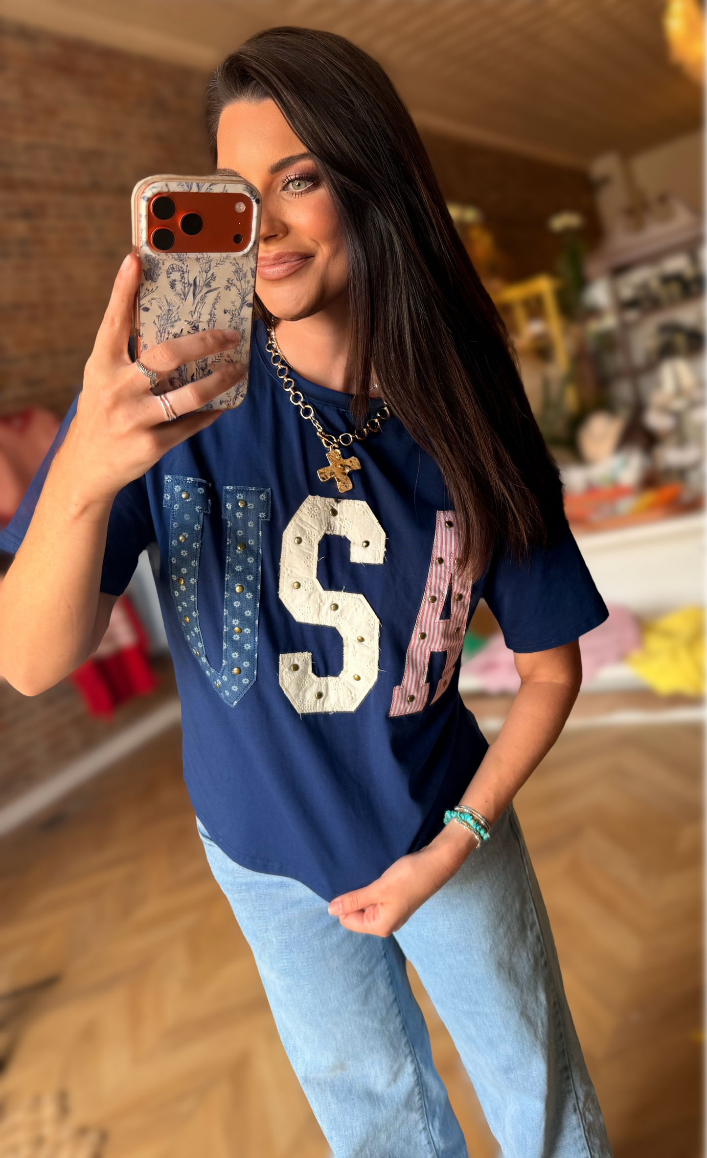 Studded USA Top