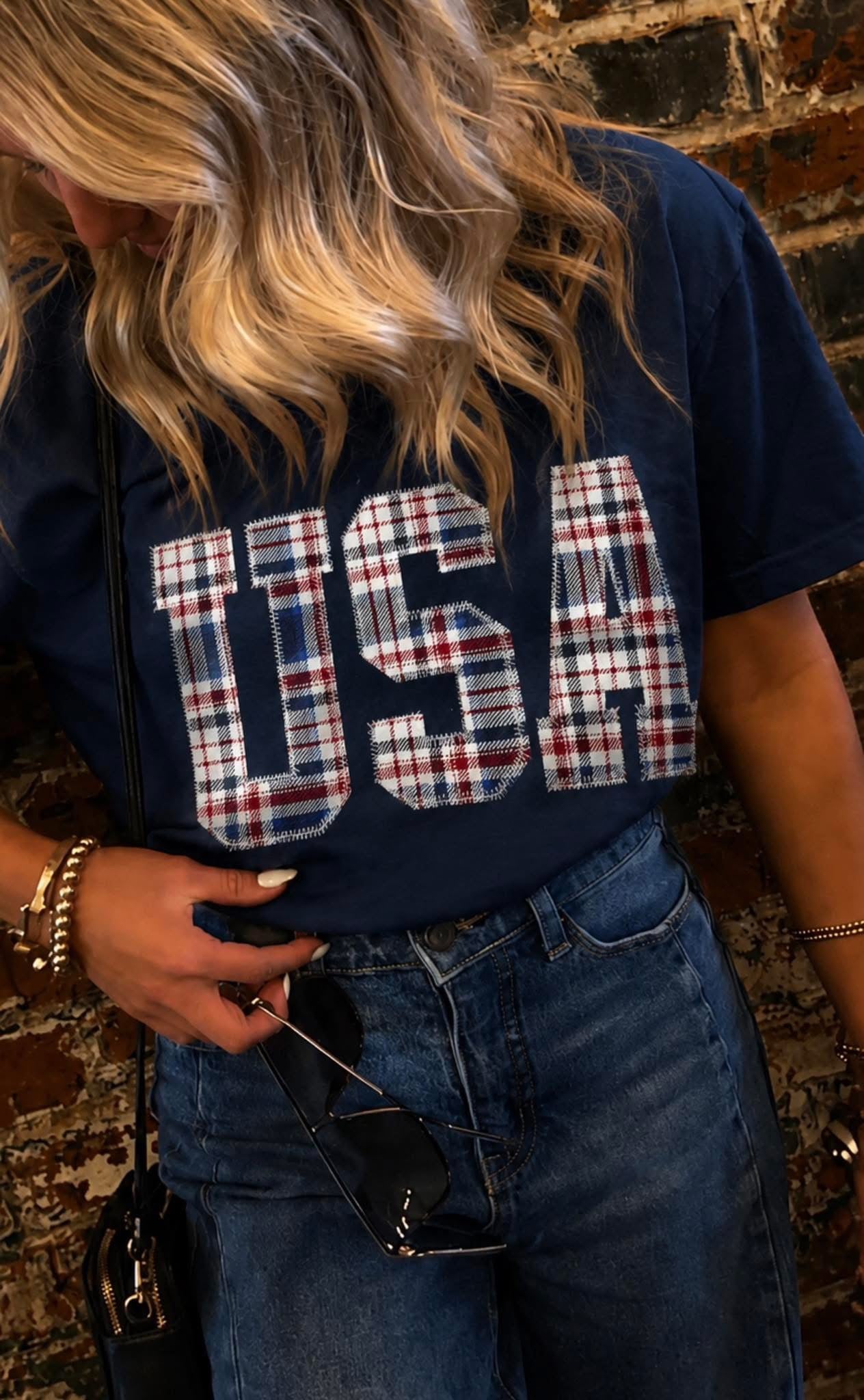 Plaid USA Top