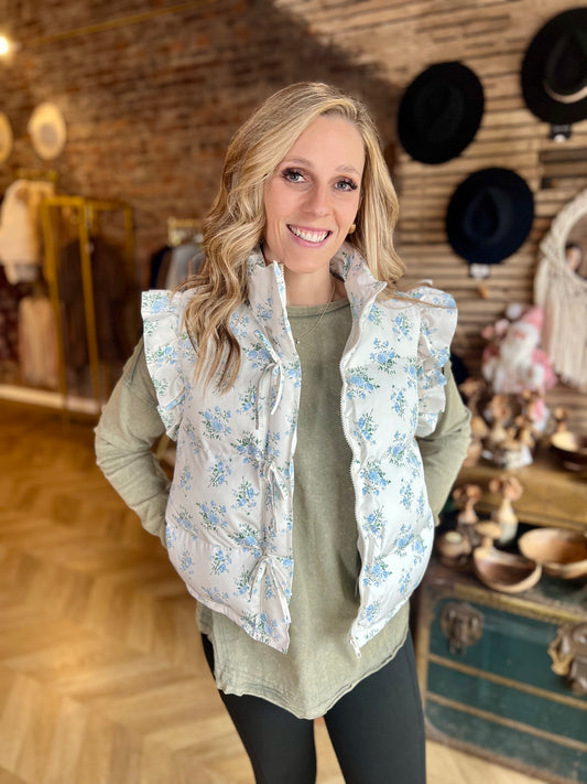Winter Bloom Puffer Vest
