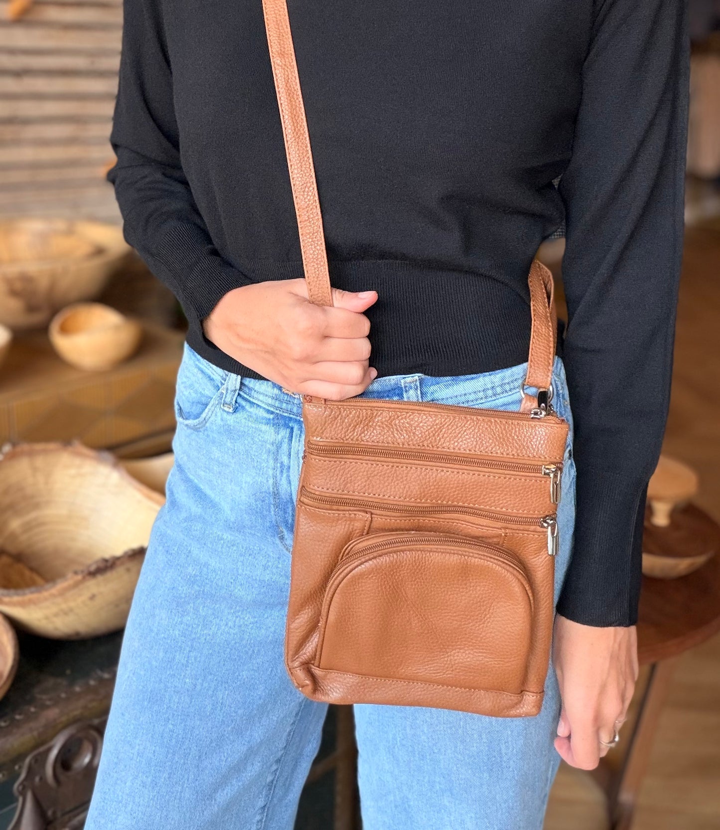 The Sarah Crossbody- Tan