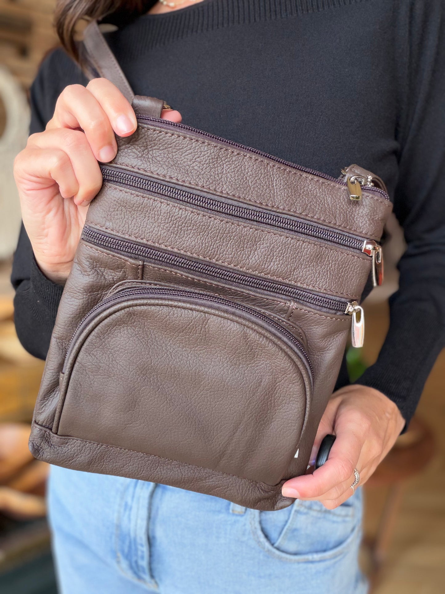 The Sarah Crossbody- Brown