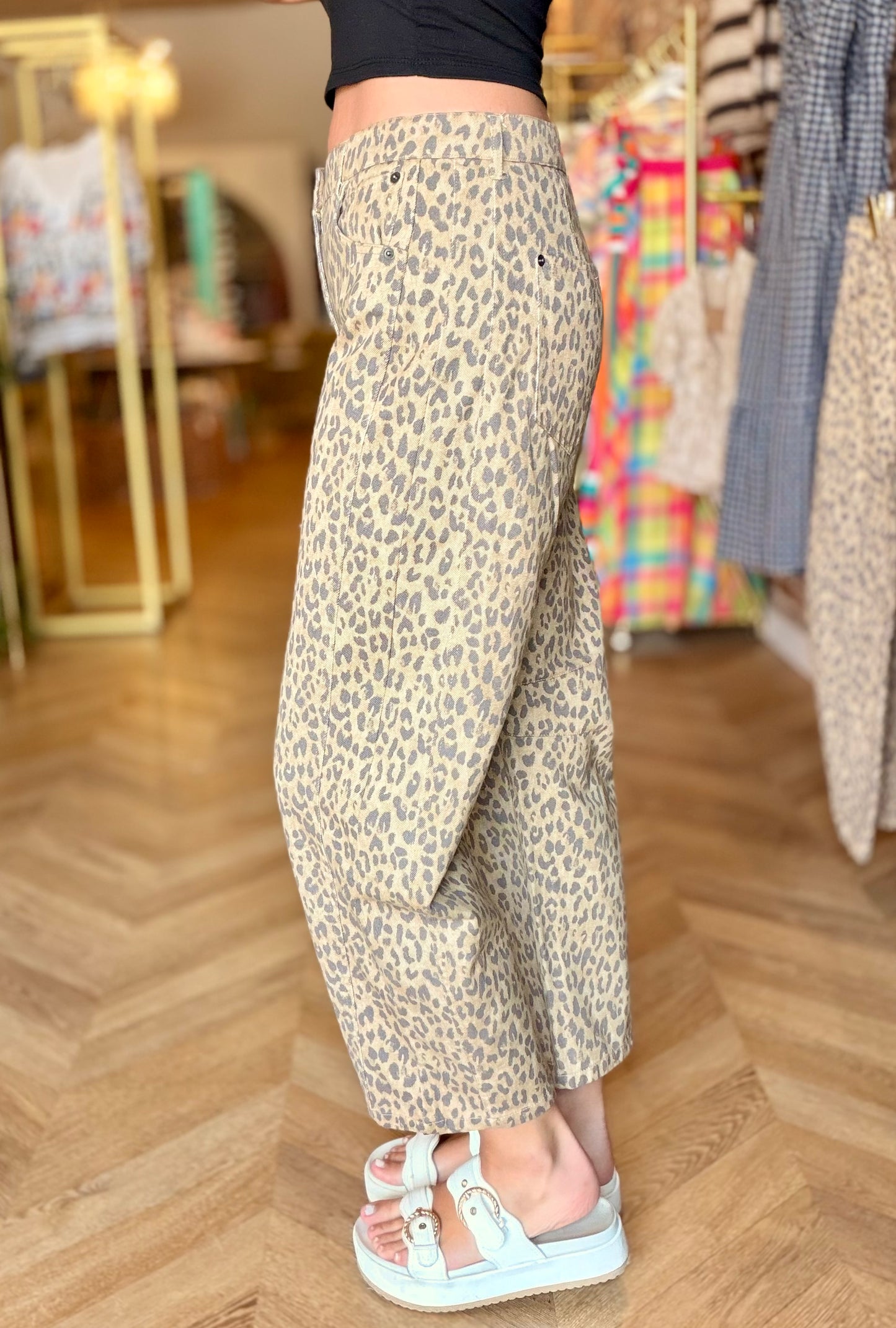 Leopard Barrel Jeans