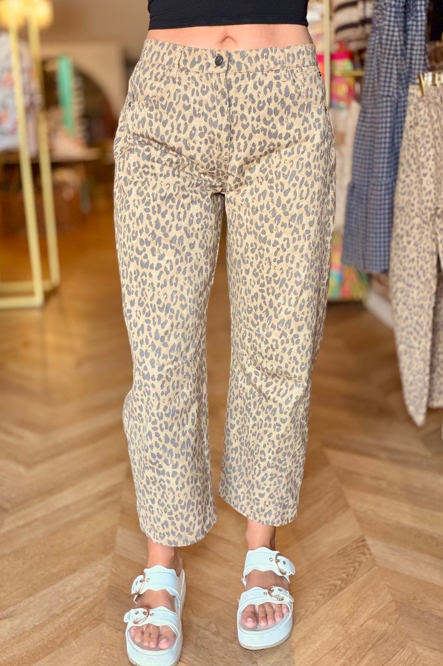 Leopard Barrel Jeans
