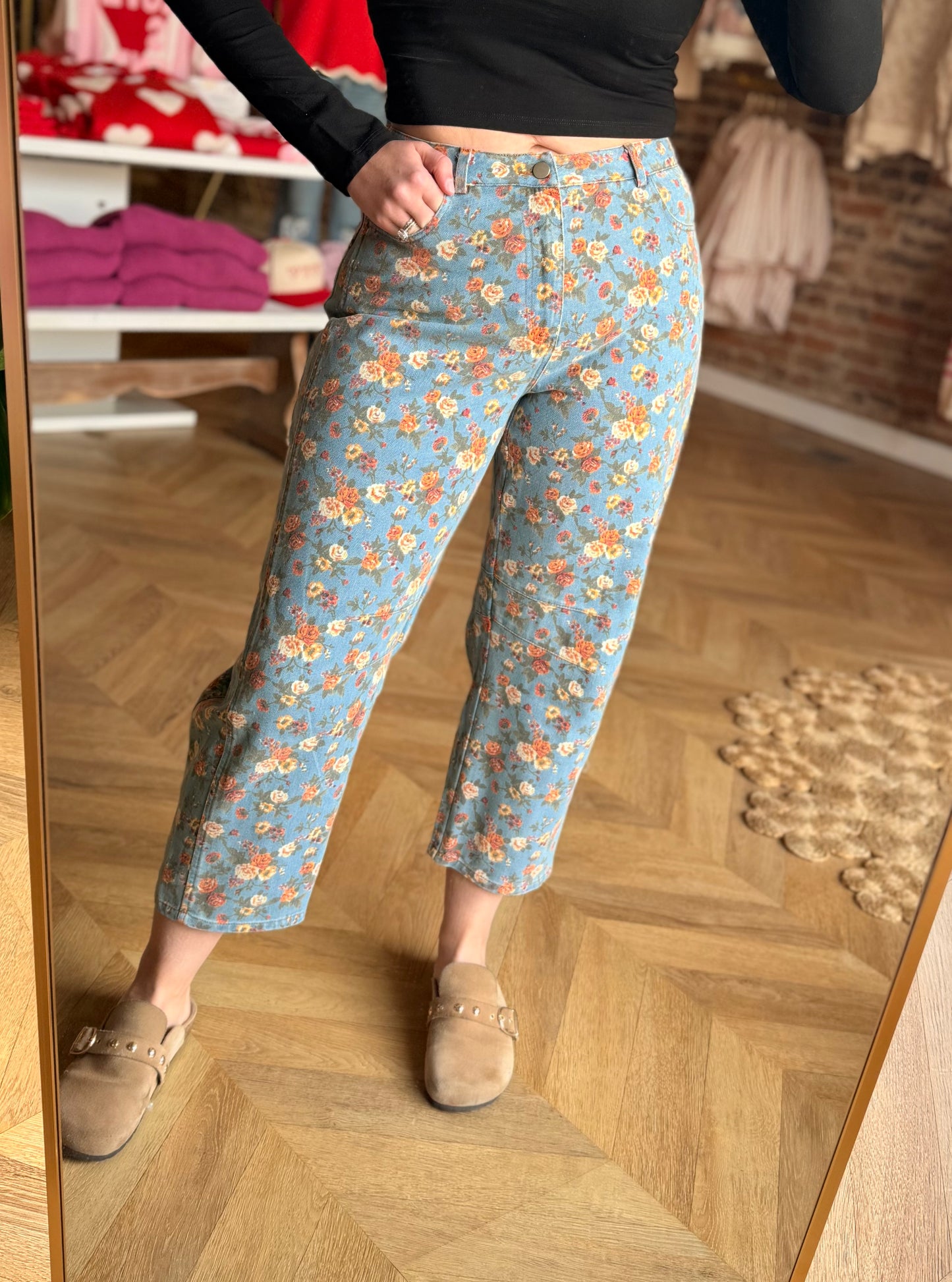 Floral Barrel Jeans