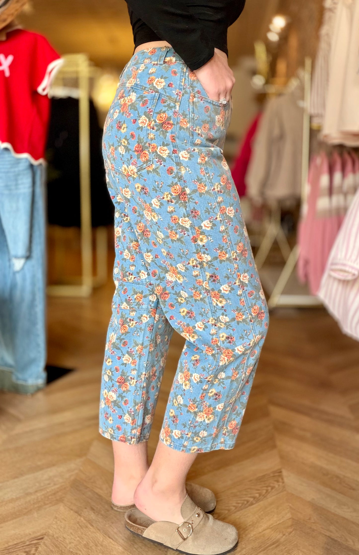 Floral Barrel Jeans