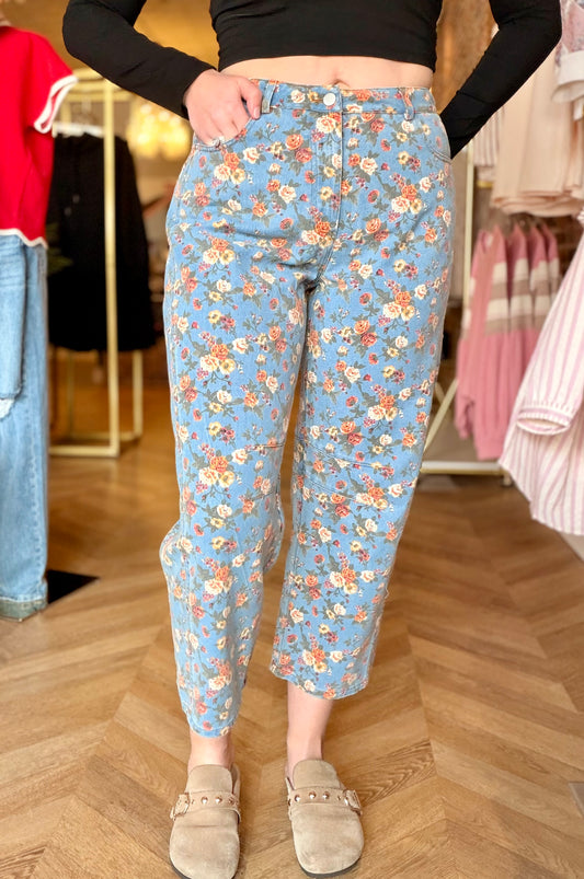 Floral Barrel Jeans