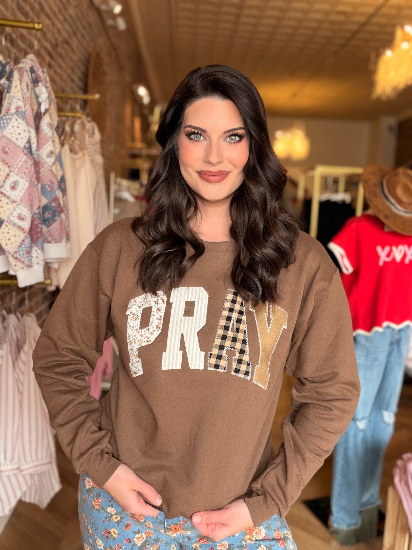 Pray Sweatshirt- Brown