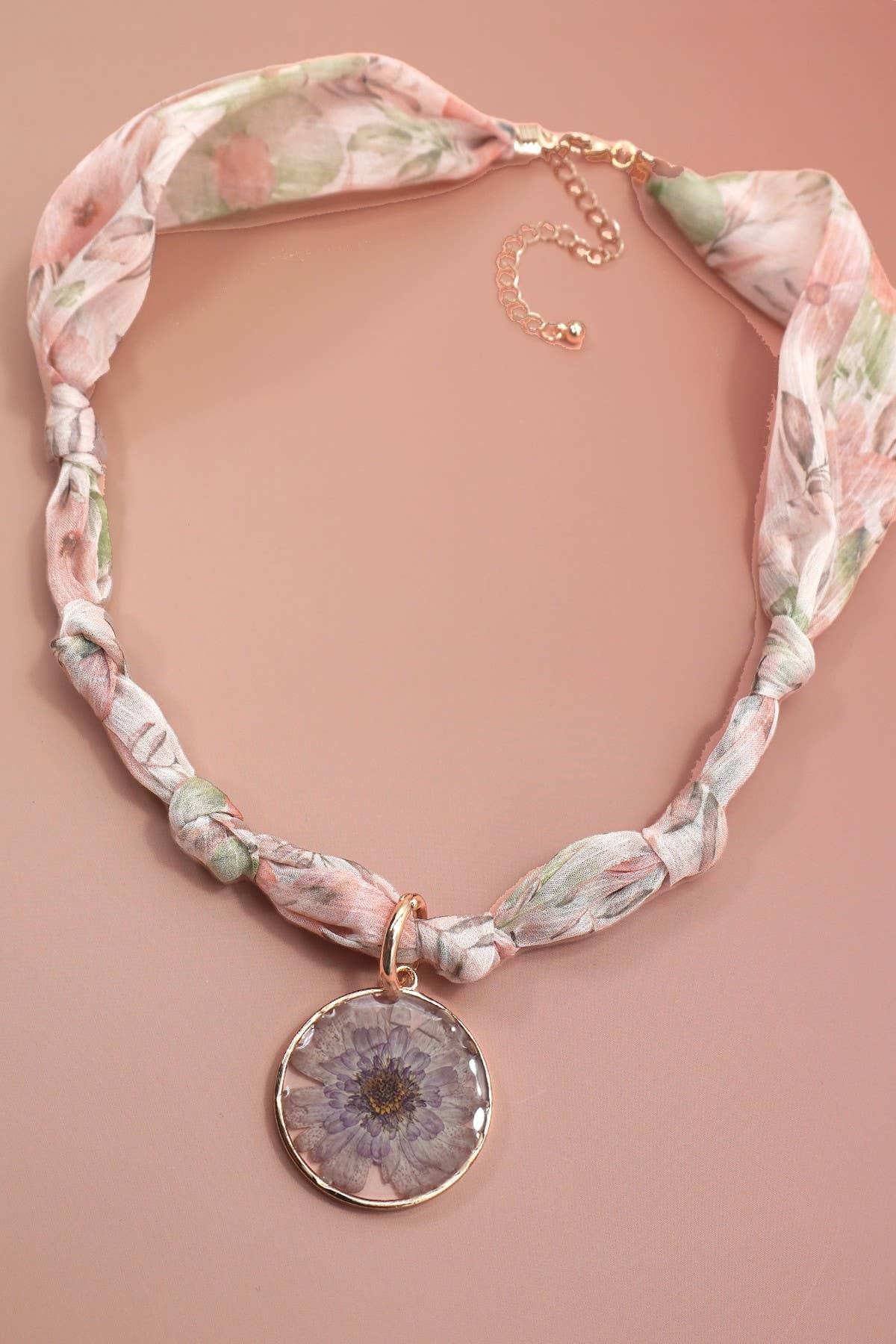 Pressed Flower Scarf Necklace