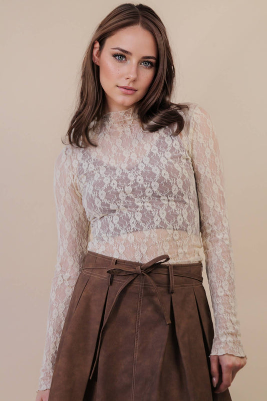 Champagne Mesh Lace Top