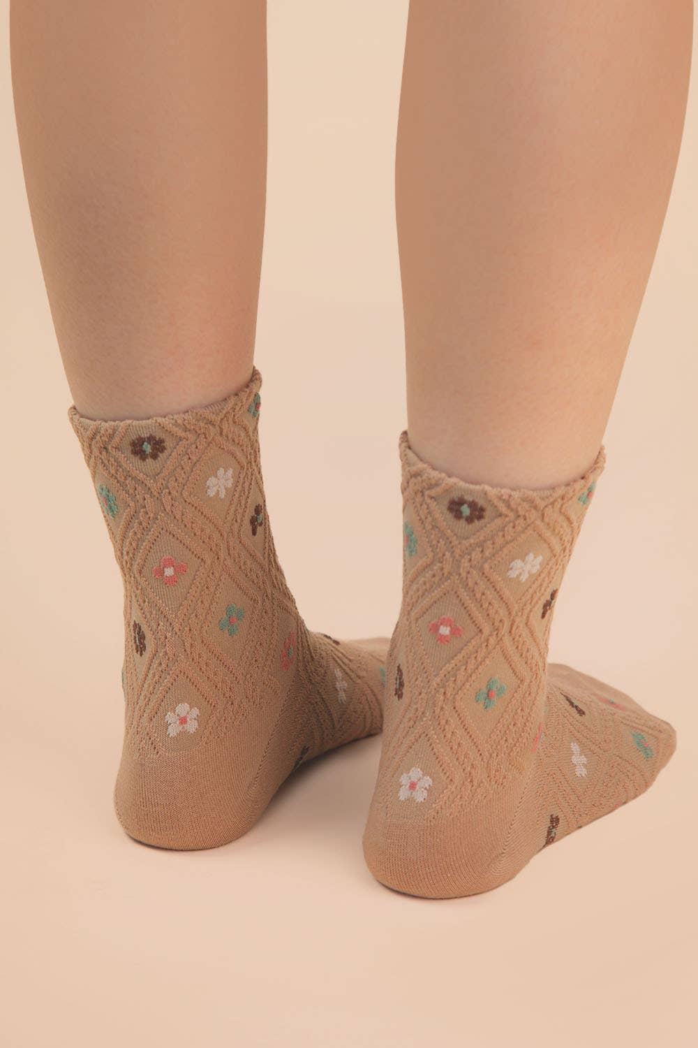 Floral Socks (Tan)