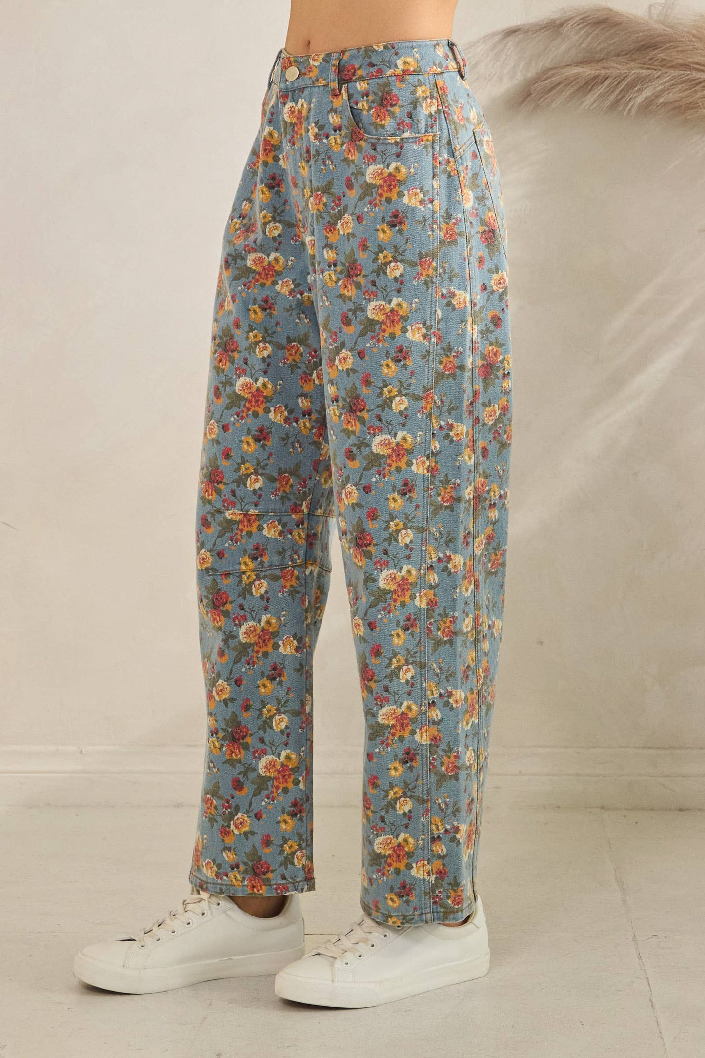Floral Barrel Jeans