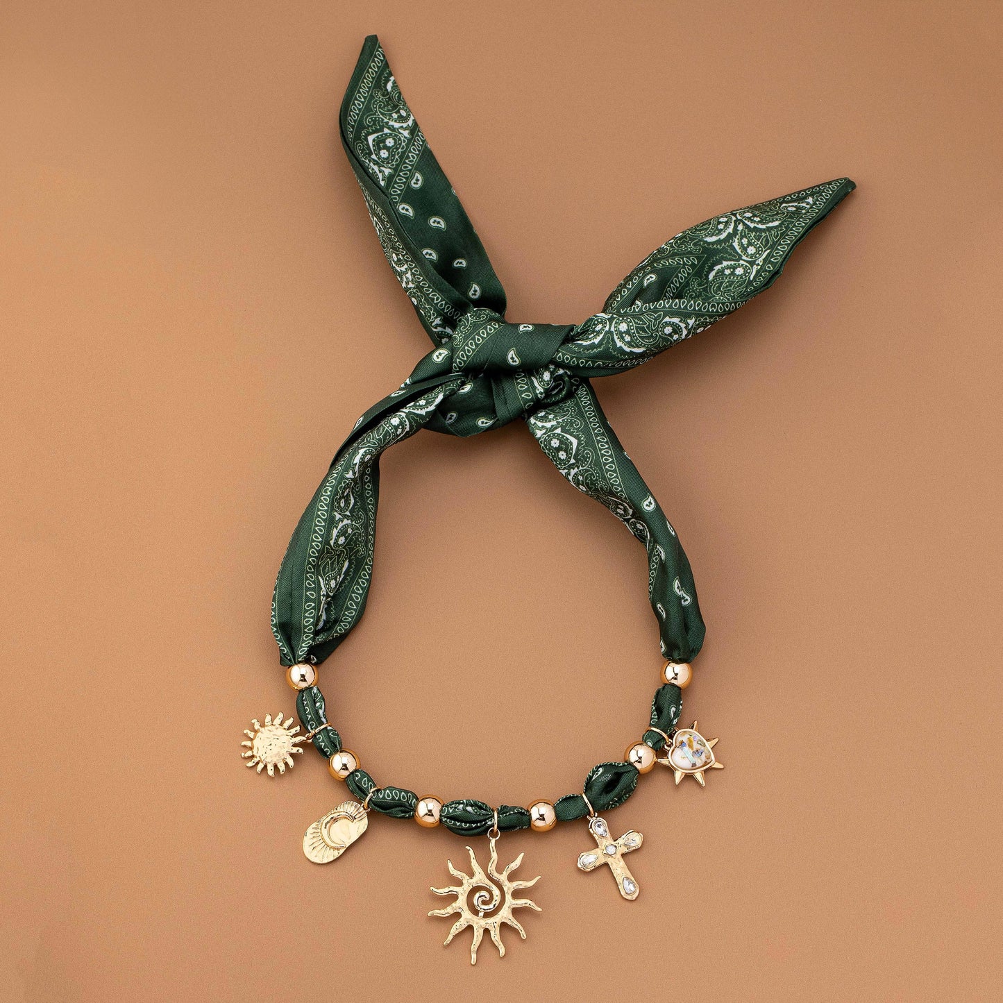 Green Scarf Charm Necklace