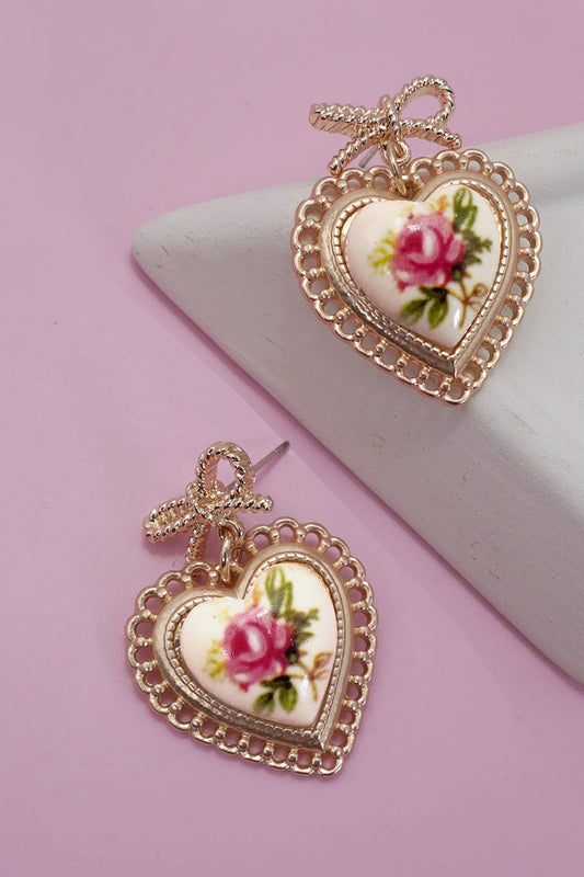 Floral Heart Earrings