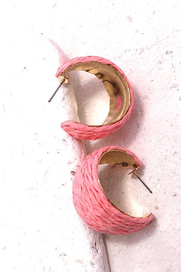 Pink Raffia Hoops