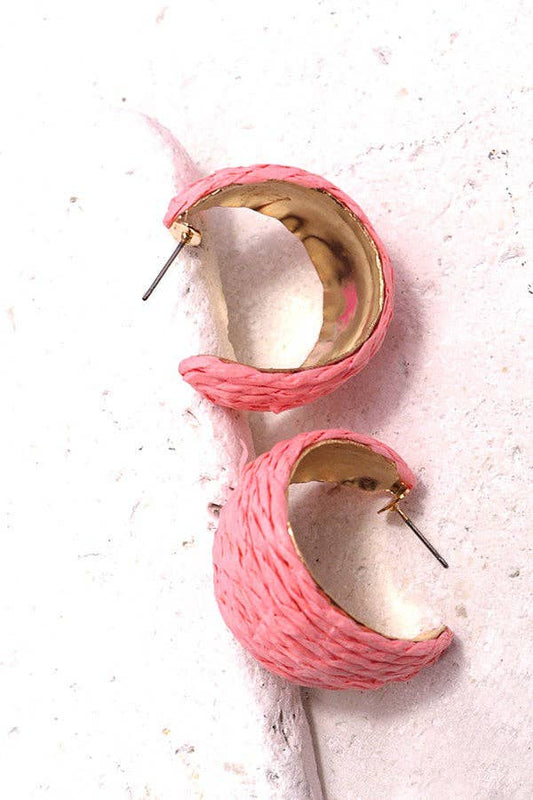 Pink Raffia Hoops
