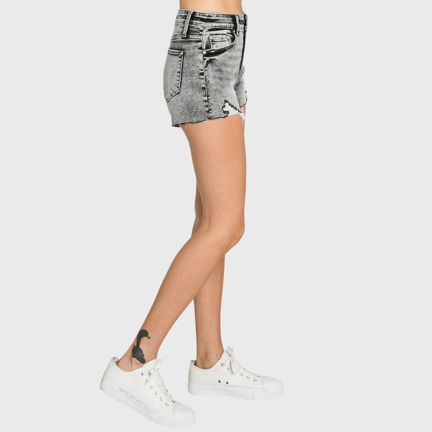 Grey Acid Wash Shorts