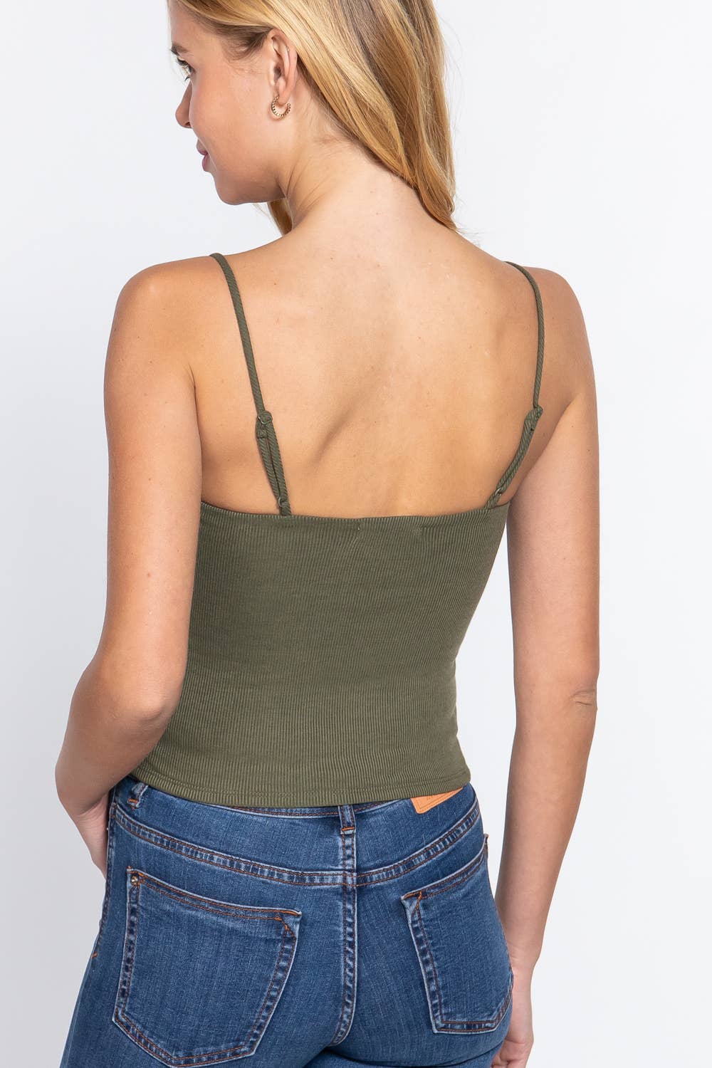 Rib Knit Cami- Olive