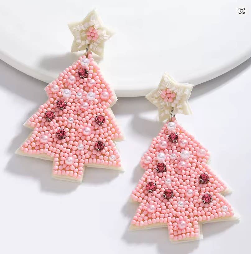 Pink Tree Earrings