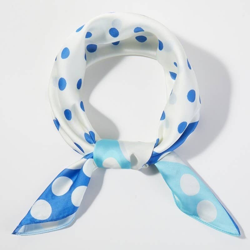 Blue Polka Dot Bandana Scarf