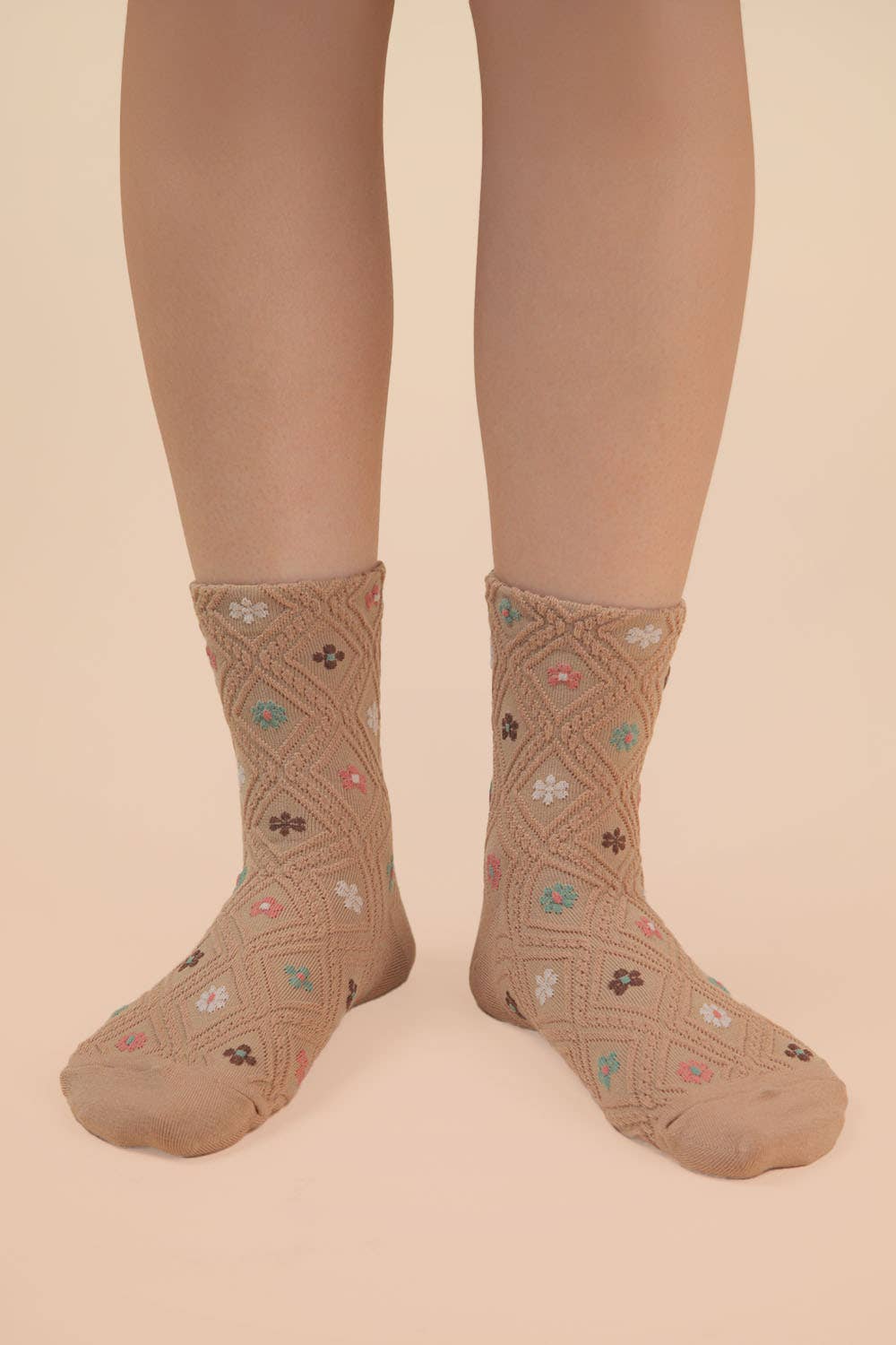 Floral Socks (Tan)