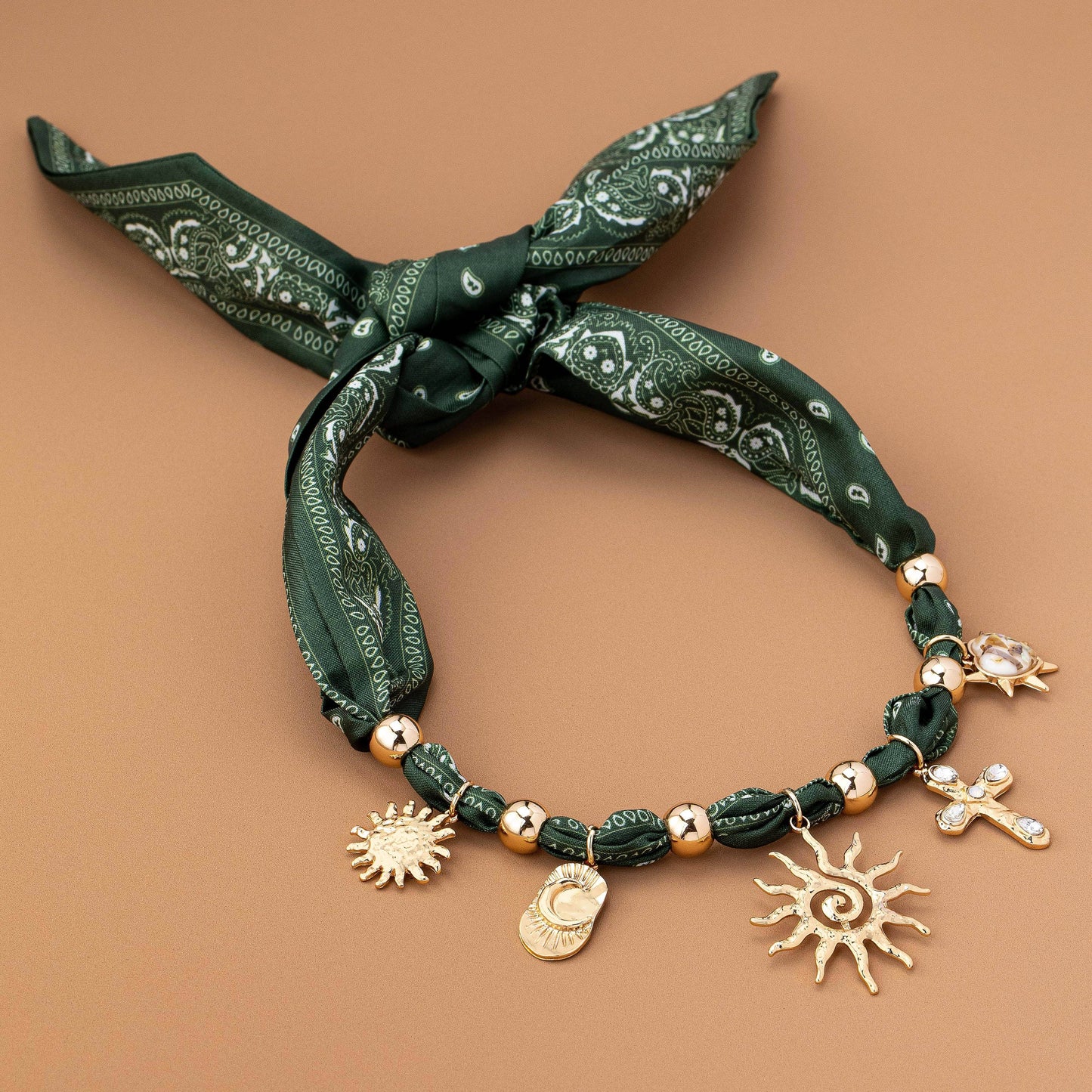 Green Scarf Charm Necklace