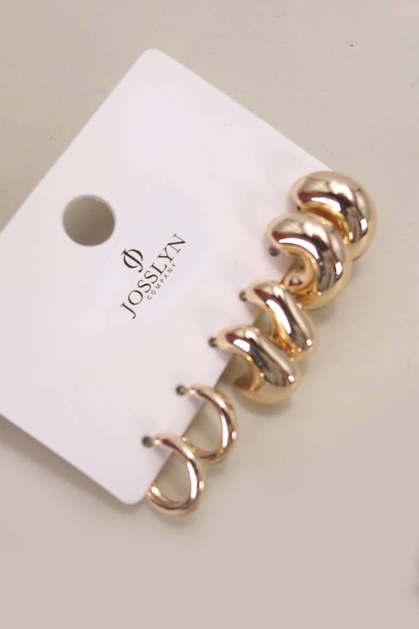 HOOP HUGGIE TRIO EARRINGS