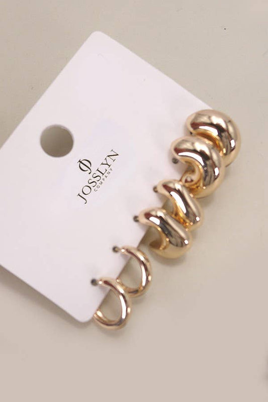 HOOP HUGGIE TRIO EARRINGS