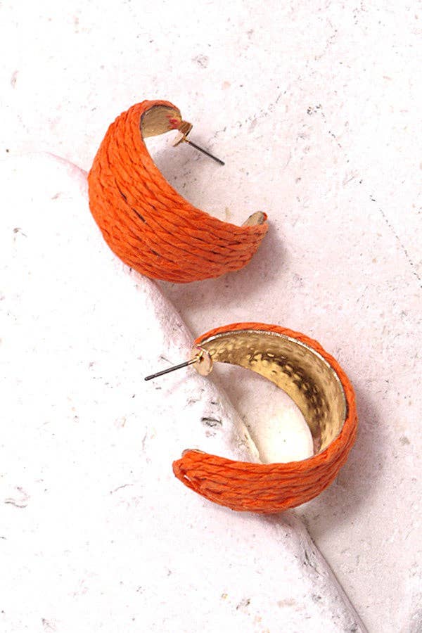 Orange Raffia Hoops