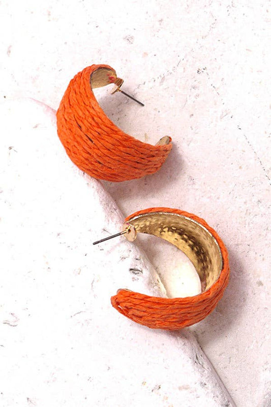Orange Raffia Hoops