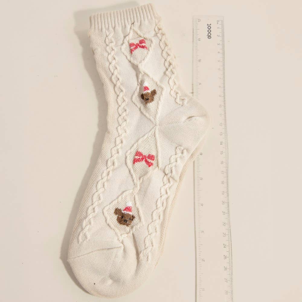 Embroidered Bear Socks