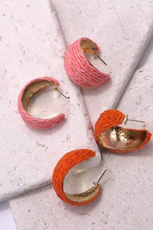 Orange Raffia Hoops