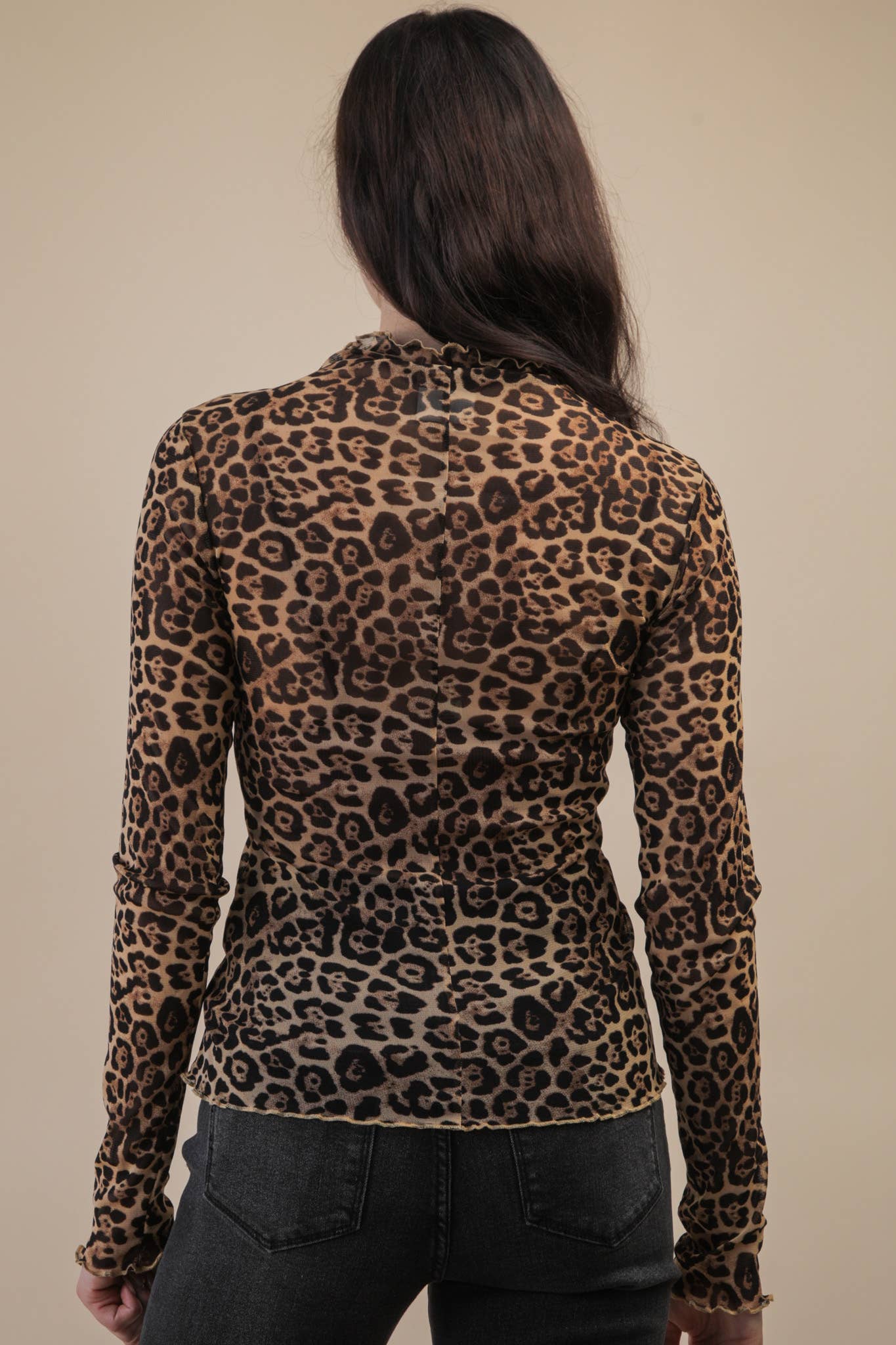 Leopard Mesh Lace Top