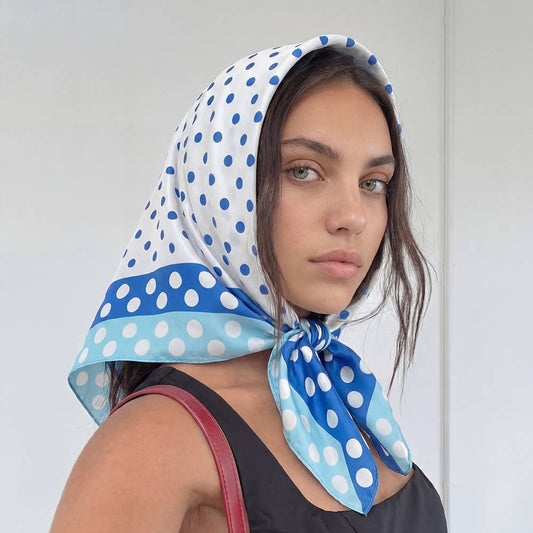 Blue Polka Dot Bandana Scarf